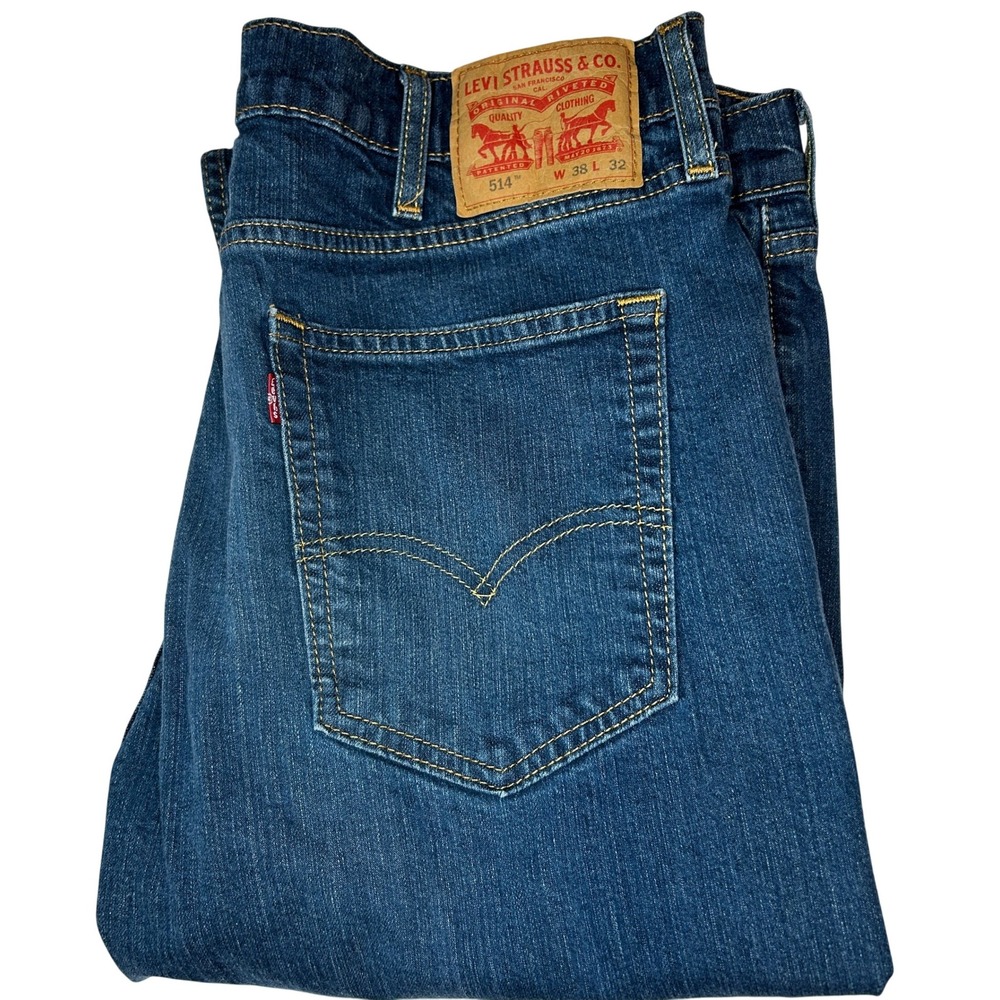 Levi's 514 Straight Fit Men's Denim Jeans Blue W38 L32 Cotton Stretch